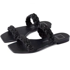 Dolce Vita NIB Black Rhinestone Studded Indy Braided Strappy Sandal